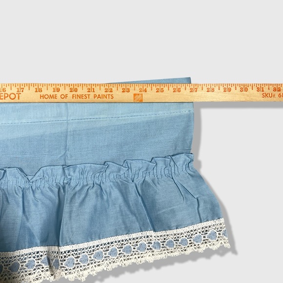 Unbranded Ruffle Curtains Home 29x24 Blue Cottagecore Lace Trim Valance Set - Picture 2 of 7